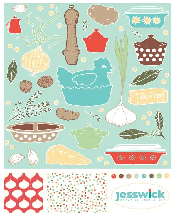 Scalloped Potatoes pattern mini-collection. © 2018 Jesswick Creative Studio, LLC.